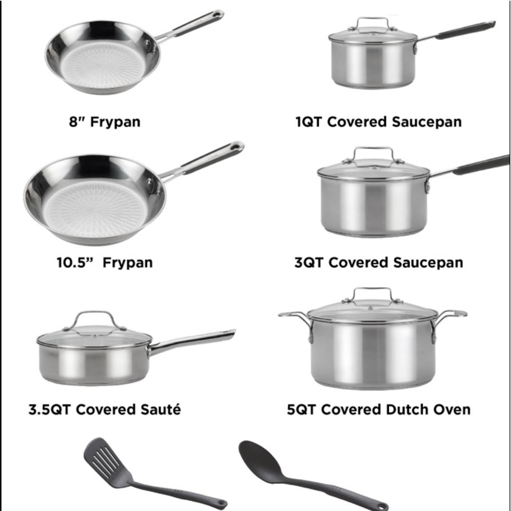 TFal Expert Pro 12 piece set.  Stainless steel.  Unopened box.  Brand new.